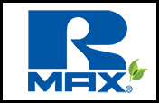 R max logo in blue on white background